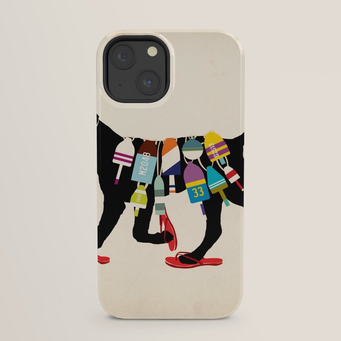 Black dog lab labrador buoy nautical beach ocean sandals flip flop art iPhone Case Gallery Image 29