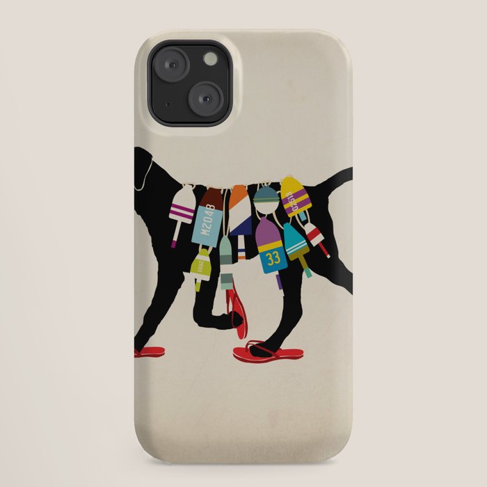Black dog lab labrador buoy nautical beach ocean sandals flip flop art iPhone Case Gallery Image 18