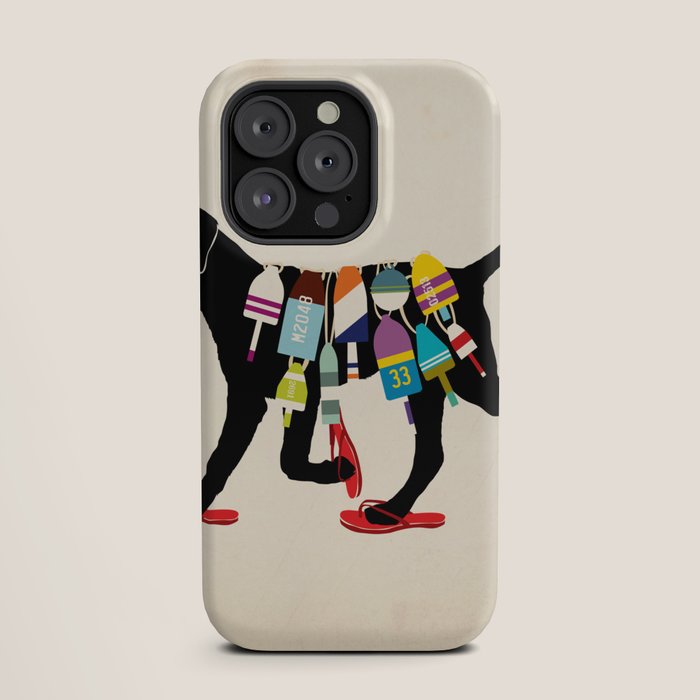 Black dog lab labrador buoy nautical beach ocean sandals flip flop art iPhone Case Gallery Image 19