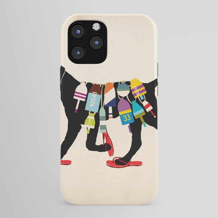 Black dog lab labrador buoy nautical beach ocean sandals flip flop art iPhone Case Gallery Image 43