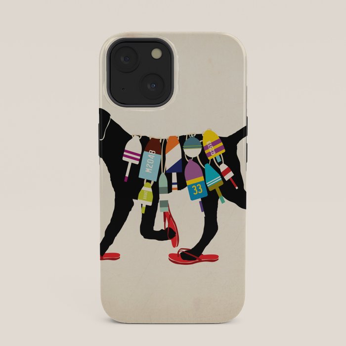 Black dog lab labrador buoy nautical beach ocean sandals flip flop art iPhone Case Gallery Image 33
