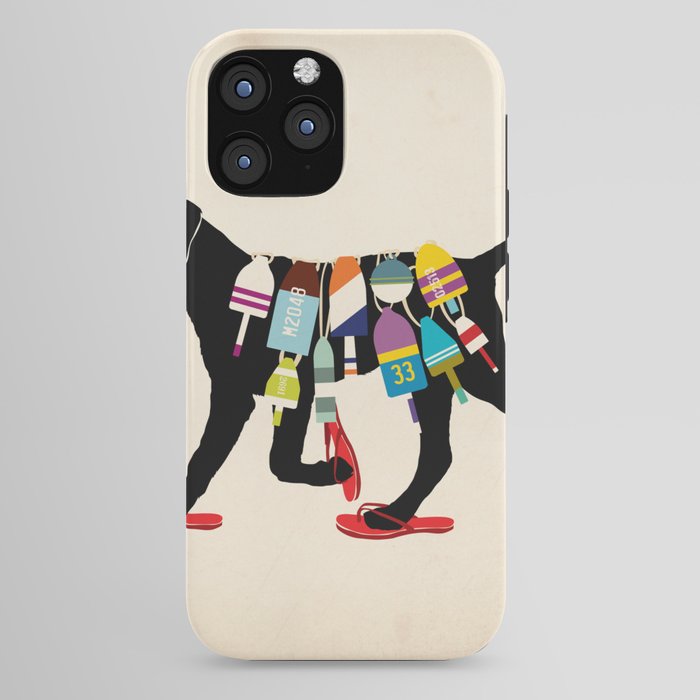 Black dog lab labrador buoy nautical beach ocean sandals flip flop art iPhone Case Gallery Image 44