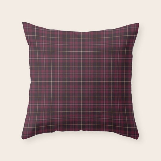 blackberry tartan Throw Pillow Gallery Image 1