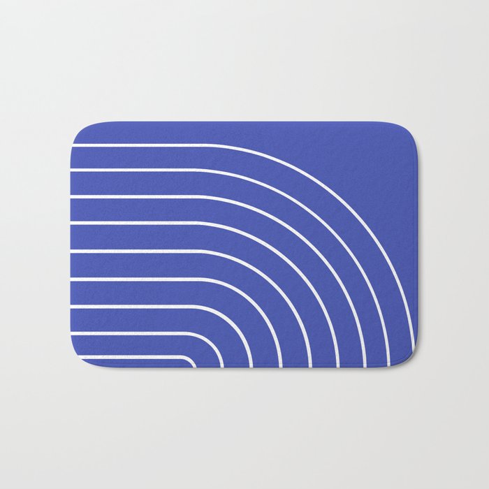 Minimal Arch XXI Bright Blue Modern Geometric Lines Bath Mat Gallery Image 1