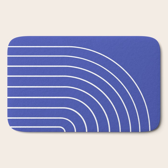 Minimal Arch XXI Bright Blue Modern Geometric Lines Bath Mat Gallery Image 2
