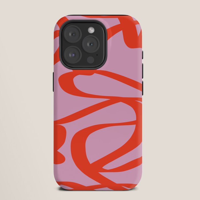 Pink Retro Lines Modern Abstract Brush Shapes Midcentury Line Shapes Vintage iPhone Case Gallery Image 11