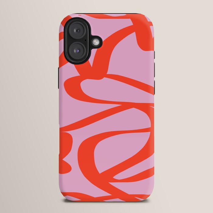 Pink Retro Lines Modern Abstract Brush Shapes Midcentury Line Shapes Vintage iPhone Case Gallery Image 14