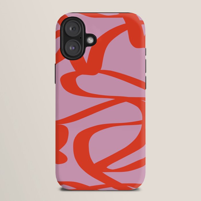 Pink Retro Lines Modern Abstract Brush Shapes Midcentury Line Shapes Vintage iPhone Case Gallery Image 10