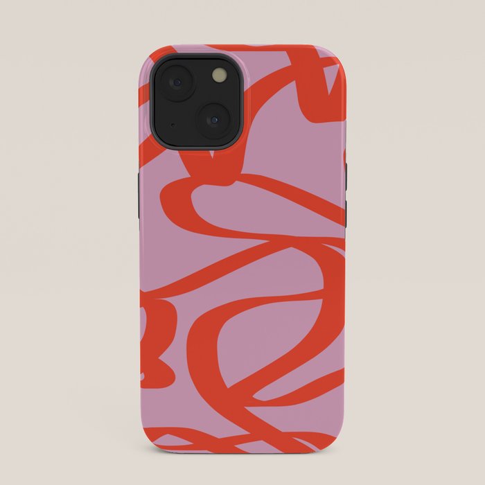 Pink Retro Lines Modern Abstract Brush Shapes Midcentury Line Shapes Vintage iPhone Case Gallery Image 33