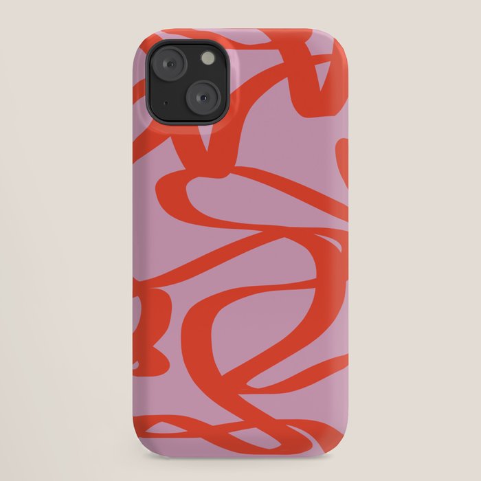 Pink Retro Lines Modern Abstract Brush Shapes Midcentury Line Shapes Vintage iPhone Case Gallery Image 18