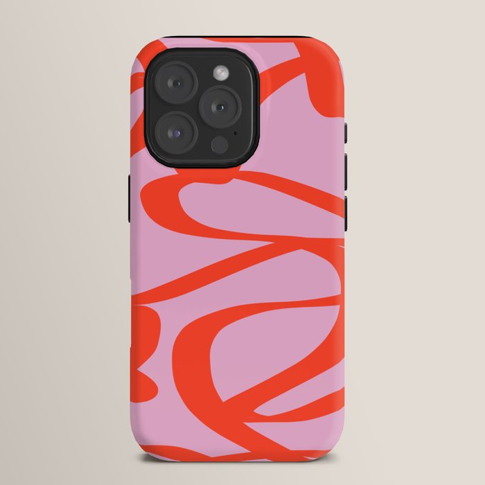 Pink Retro Lines Modern Abstract Brush Shapes Midcentury Line Shapes Vintage iPhone Case Gallery Image 15