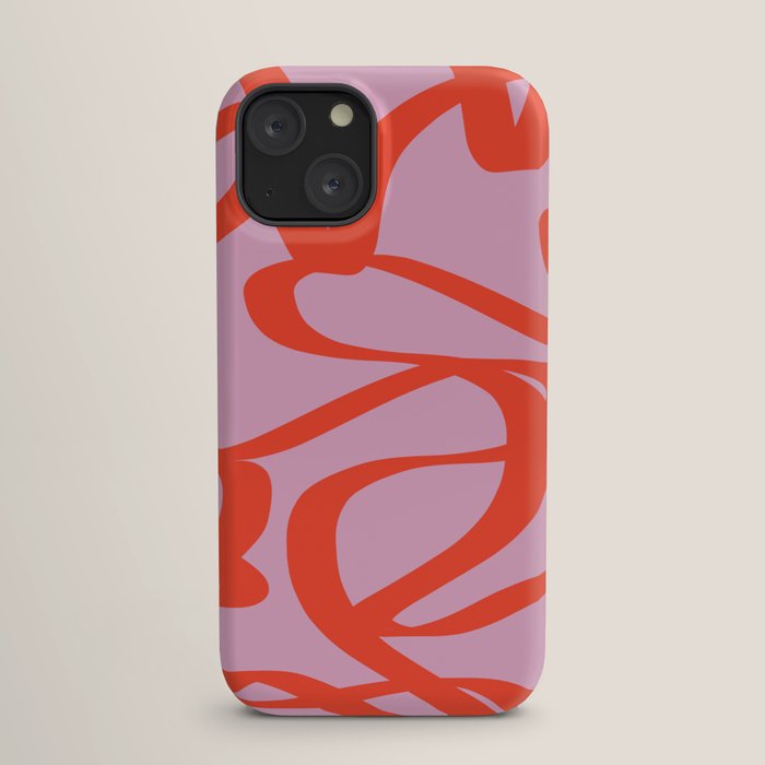 Pink Retro Lines Modern Abstract Brush Shapes Midcentury Line Shapes Vintage iPhone Case Gallery Image 17