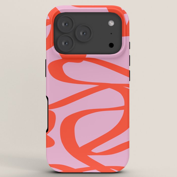 Pink Retro Lines Modern Abstract Brush Shapes Midcentury Line Shapes Vintage iPhone Case Gallery Image 7