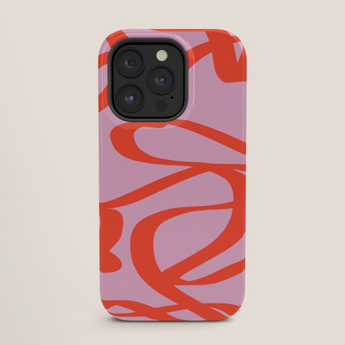 Pink Retro Lines Modern Abstract Brush Shapes Midcentury Line Shapes Vintage iPhone Case Gallery Image 27