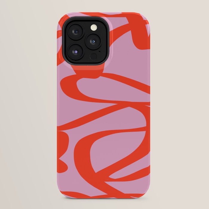 Pink Retro Lines Modern Abstract Brush Shapes Midcentury Line Shapes Vintage iPhone Case Gallery Image 32
