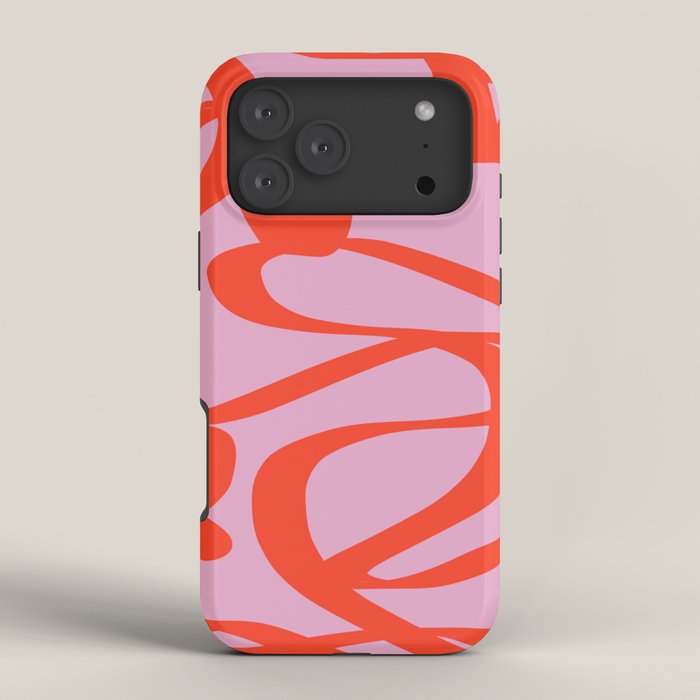 Pink Retro Lines Modern Abstract Brush Shapes Midcentury Line Shapes Vintage iPhone Case Gallery Image 4