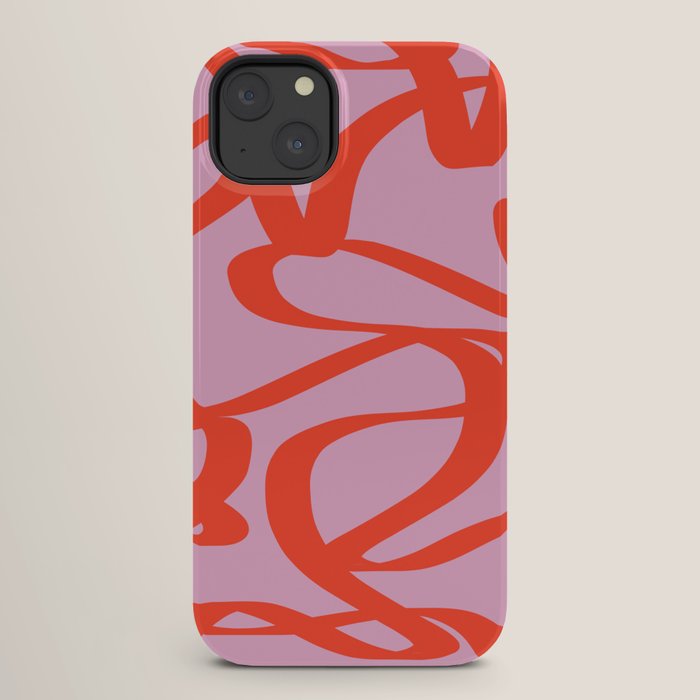 Pink Retro Lines Modern Abstract Brush Shapes Midcentury Line Shapes Vintage iPhone Case Gallery Image 26
