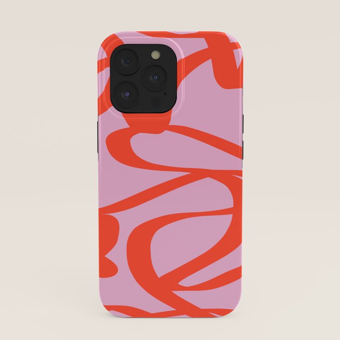 Pink Retro Lines Modern Abstract Brush Shapes Midcentury Line Shapes Vintage iPhone Case Gallery Image 39