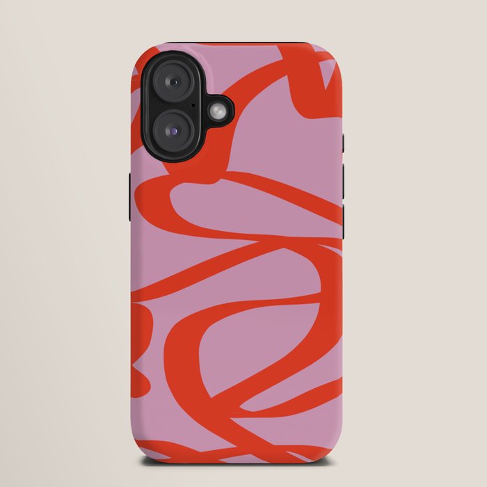 Pink Retro Lines Modern Abstract Brush Shapes Midcentury Line Shapes Vintage iPhone Case Gallery Image 9