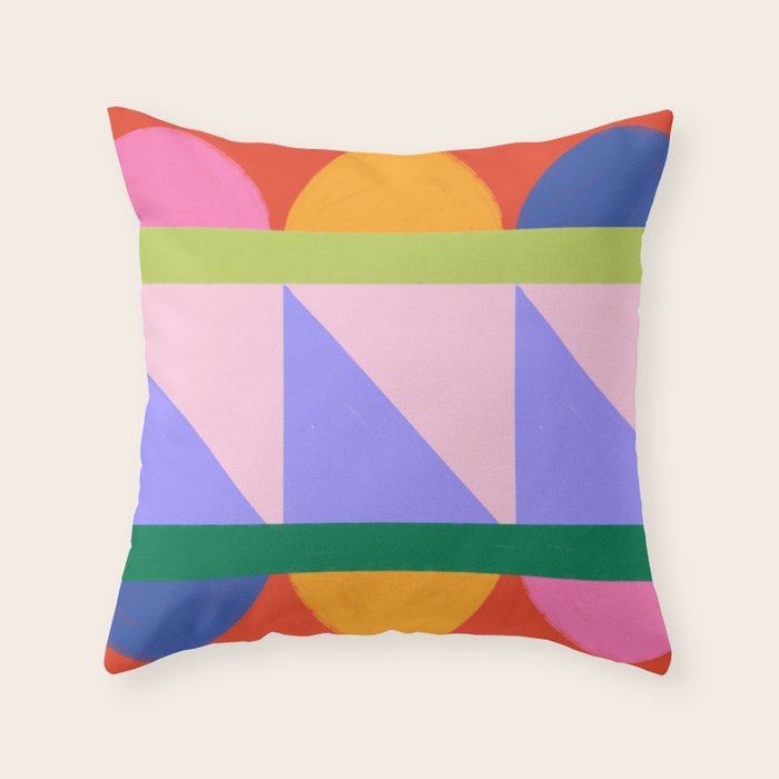 Folk Art Color Block Throw Pillow Gallery Image 2