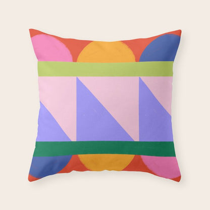 Folk Art Color Block Throw Pillow Gallery Image 2