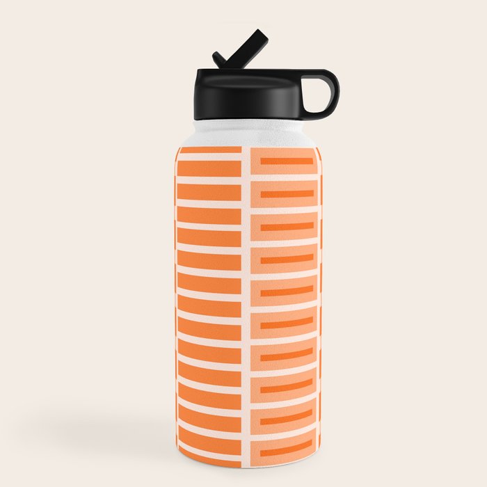 Orange Geometric Block Stripes Pattern Water Bottle Gallery Image 4