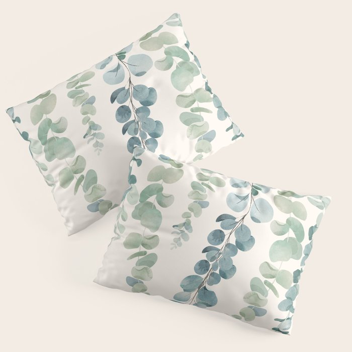 Watercolor Eucalyptus Leaves Pillow Sham Gallery Image 1