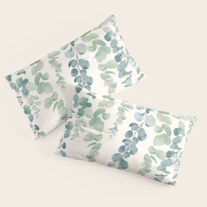 Watercolor Eucalyptus Leaves Pillow Sham Gallery Image 2