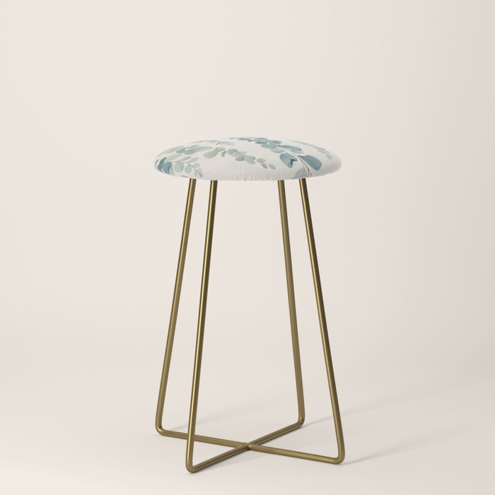 Watercolor Eucalyptus Leaves Stool Gallery Image 4