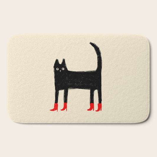 Black Cat in Red Boots Bath Mat Gallery Image 2
