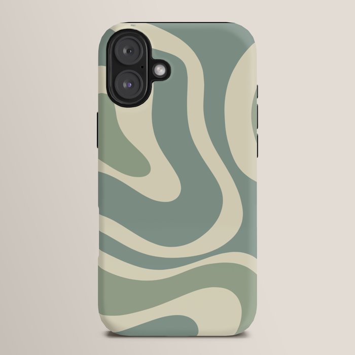 Modern Retro Liquid Swirl Abstract in Eucalyptus Green iPhone Case Gallery Image 14