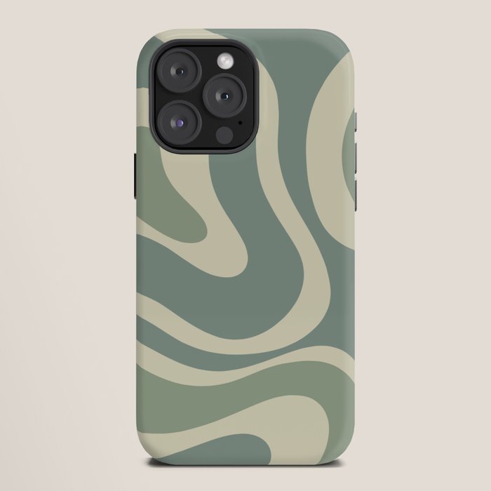 Modern Retro Liquid Swirl Abstract in Eucalyptus Green iPhone Case Gallery Image 12