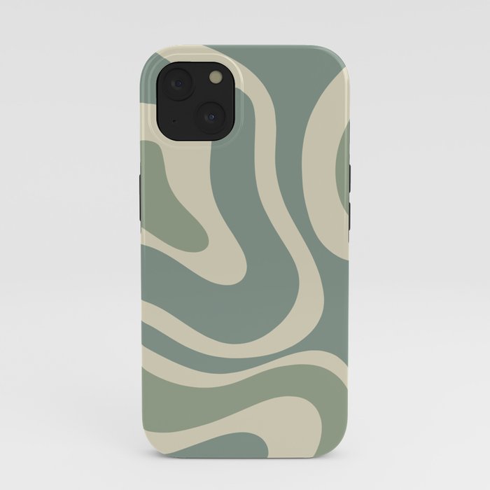 Modern Retro Liquid Swirl Abstract in Eucalyptus Green iPhone Case Gallery Image 37
