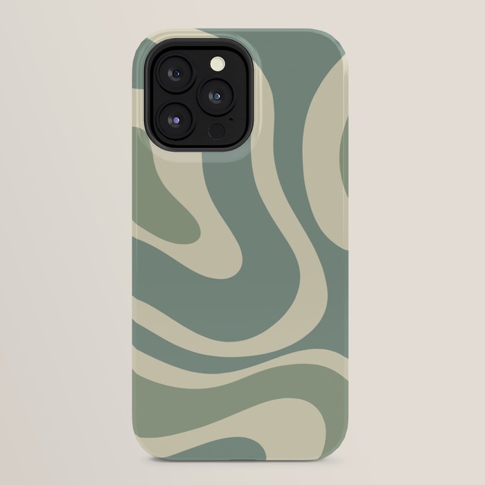 Modern Retro Liquid Swirl Abstract in Eucalyptus Green iPhone Case Gallery Image 24