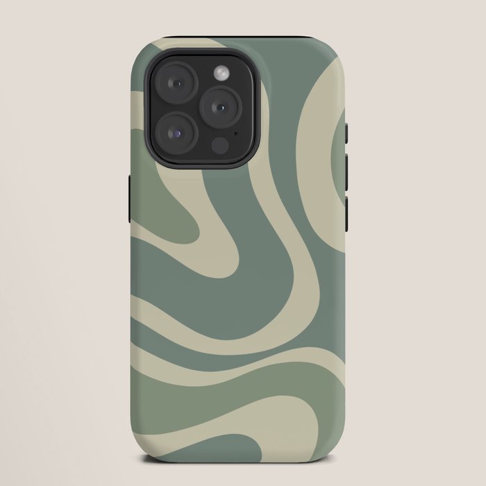 Modern Retro Liquid Swirl Abstract in Eucalyptus Green iPhone Case Gallery Image 11