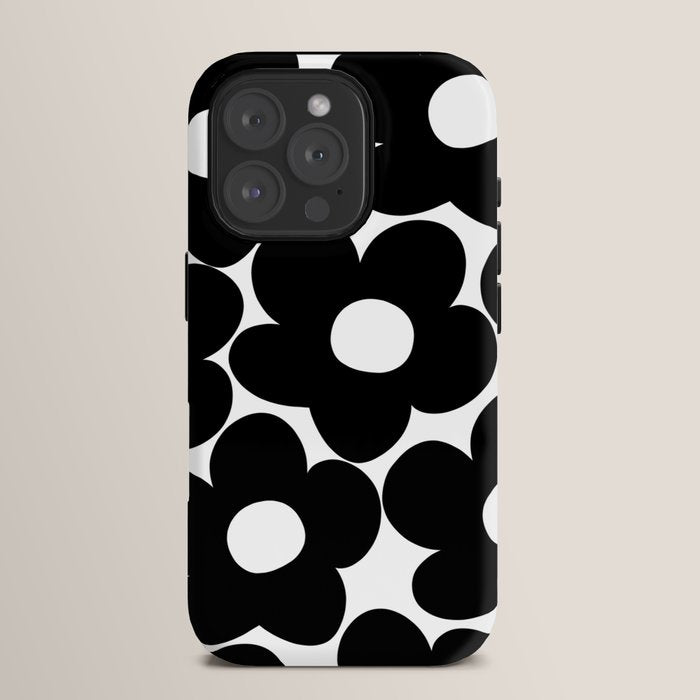 Black & White Retro Daisies #1 #decor #art #society6 iPhone Case Gallery Image 15
