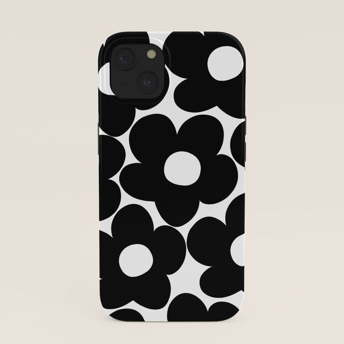 Black & White Retro Daisies #1 #decor #art #society6 iPhone Case Gallery Image 37