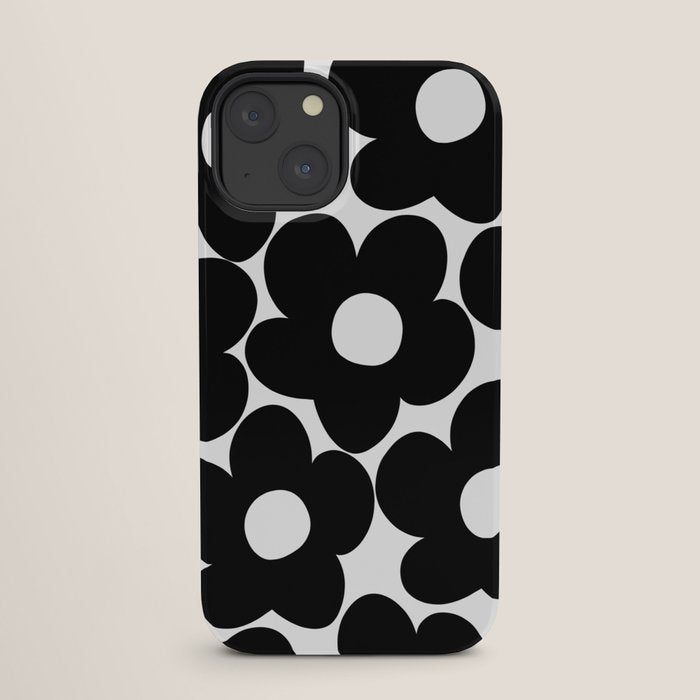 Black & White Retro Daisies #1 #decor #art #society6 iPhone Case Gallery Image 25