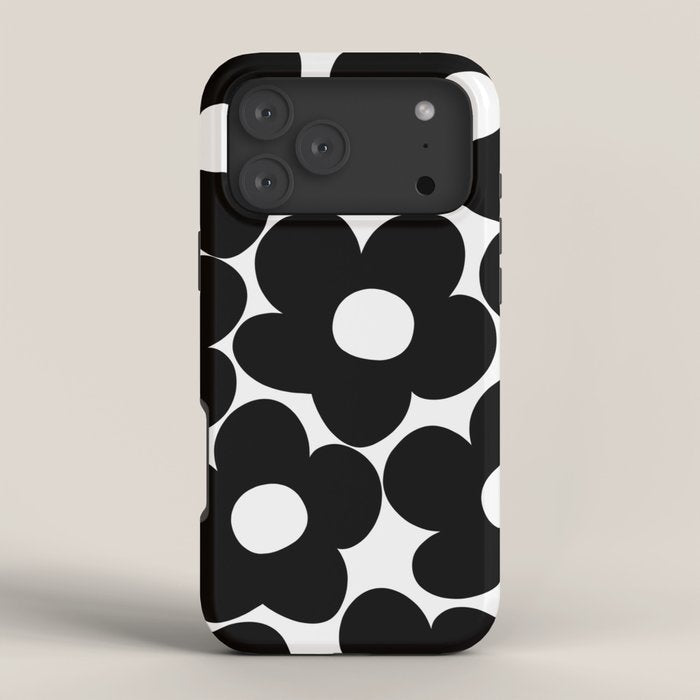 Black & White Retro Daisies #1 #decor #art #society6 iPhone Case Gallery Image 4