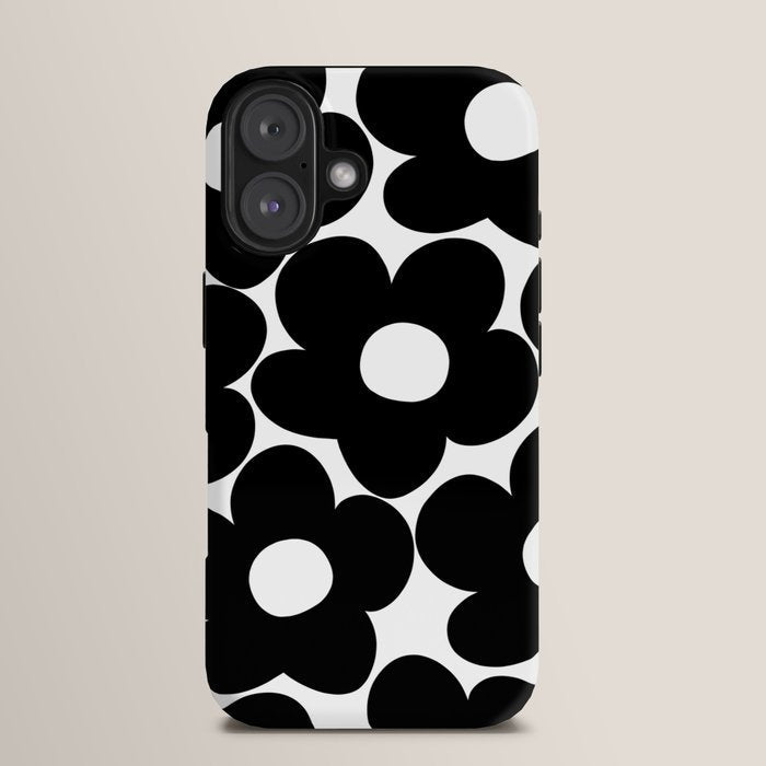 Black & White Retro Daisies #1 #decor #art #society6 iPhone Case Gallery Image 13
