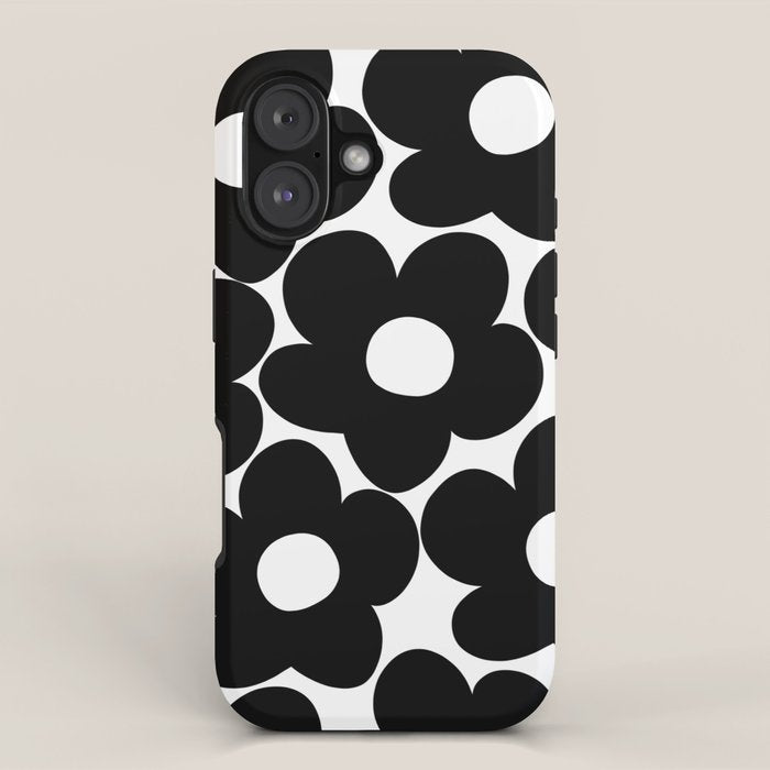 Black & White Retro Daisies #1 #decor #art #society6 iPhone Case Gallery Image 1