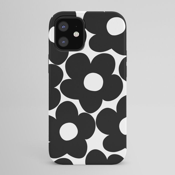Black & White Retro Daisies #1 #decor #art #society6 iPhone Case Gallery Image 42