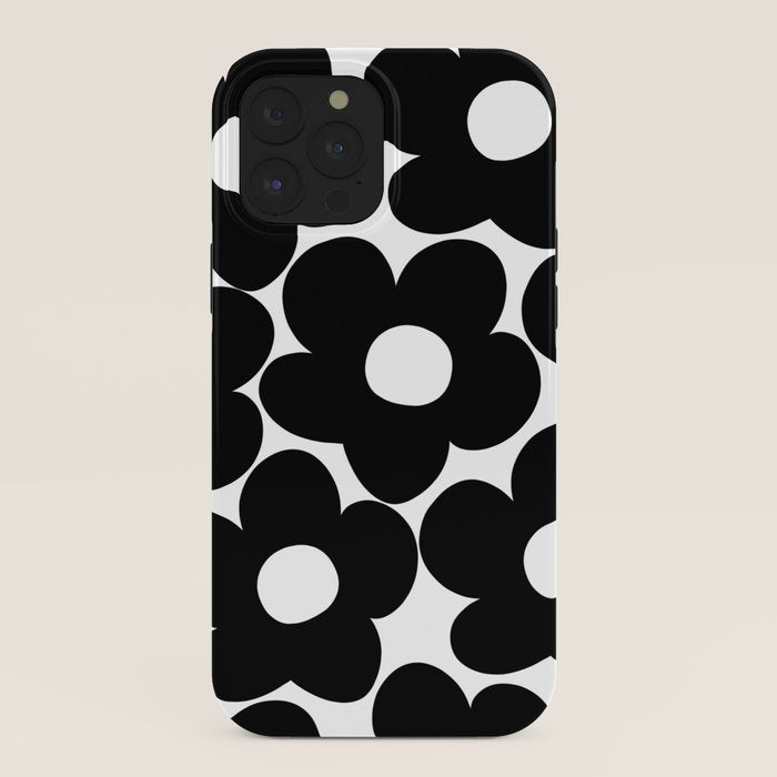 Black & White Retro Daisies #1 #decor #art #society6 iPhone Case Gallery Image 40