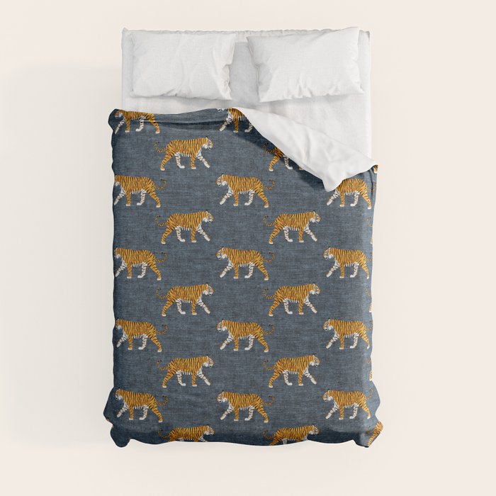 walking tigers - blue Duvet Cover Gallery Image 3