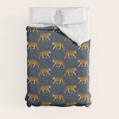 walking tigers - blue Duvet Cover Gallery Image 8