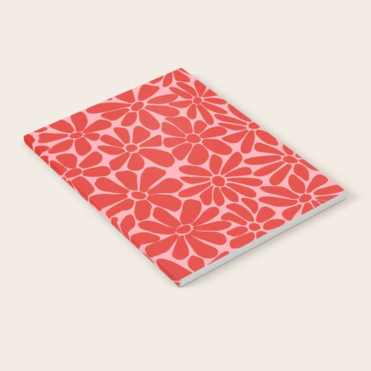 Pink and Red - Retro Floral Art Print Notebook Gallery Image 1