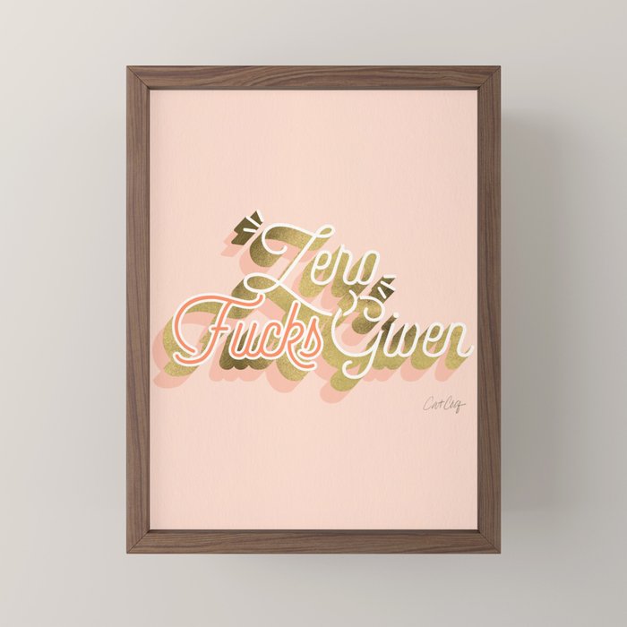 Zero F*cks Given - Blush & Gold Palette Mini Art Print Gallery Image 2