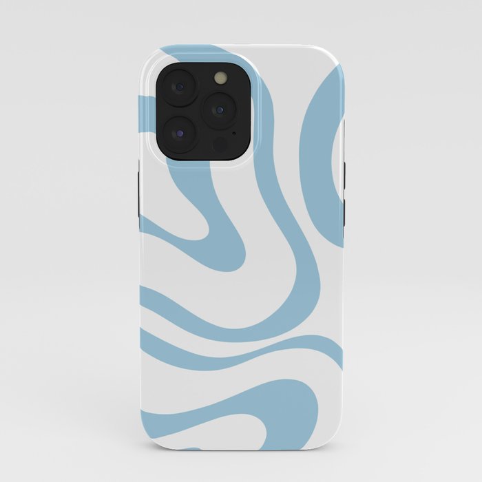 Retro Modern Liquid Swirl Abstract Pattern Square in Light Blue and White iPhone Case Gallery Image 39