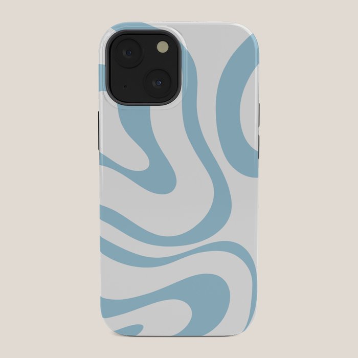 Retro Modern Liquid Swirl Abstract Pattern Square in Light Blue and White iPhone Case Gallery Image 34