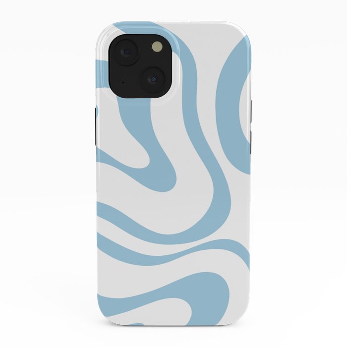 Retro Modern Liquid Swirl Abstract Pattern Square in Light Blue and White iPhone Case Gallery Image 38